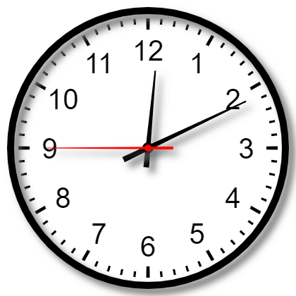 In this example, we draw an analog clock for the time 12:10:45. We choose a classic modern-looking skin for it, which has long triangular-shaped hands, hour and minute markings, and a medium-width bezel. The clock has a black and white style, with only a red second hand. We also add a dim-gray color shadow to the clock to make it look three-dimensional.